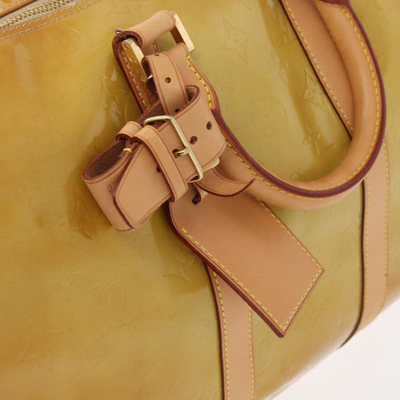 LOUIS VUITTON Monogram Vernis Mercer Boston Bag Beige M91000 LV Auth BA10406