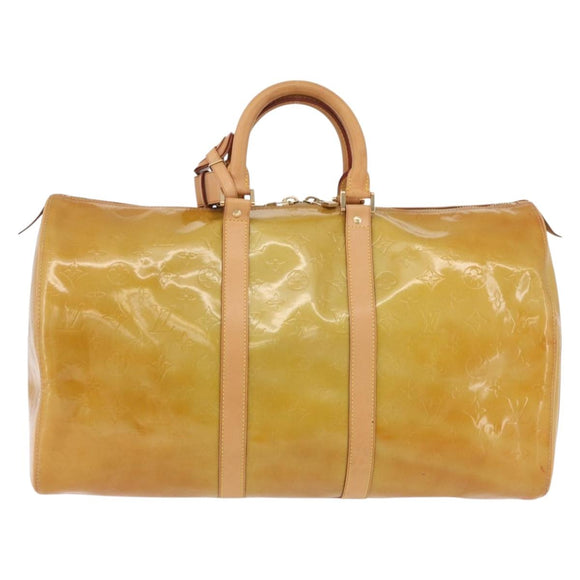 LOUIS VUITTON Monogram Vernis Mercer Boston Bag Beige M91000 LV Auth BA10406
