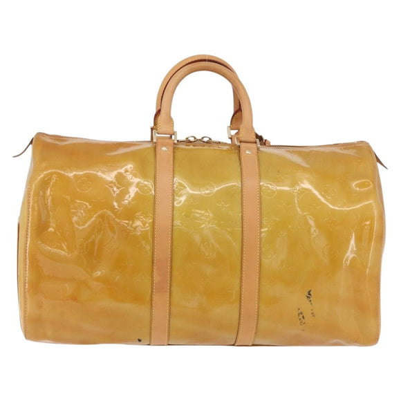 LOUIS VUITTON Monogram Vernis Mercer Boston Bag Beige M91000 LV Auth BA10406