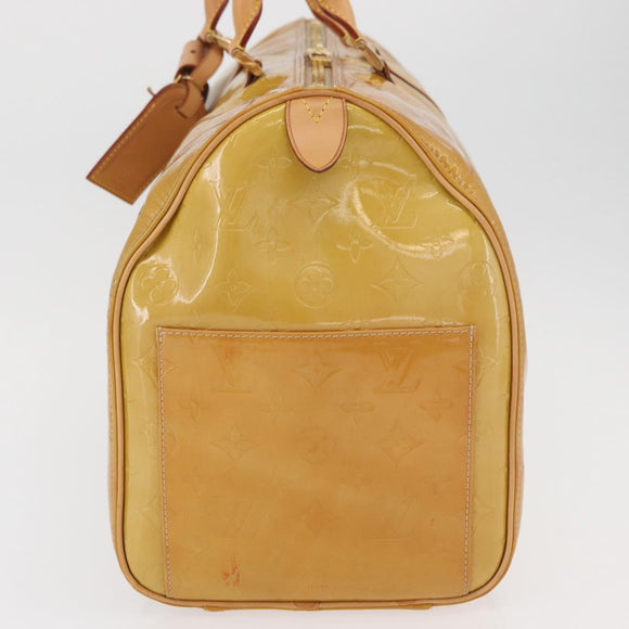 LOUIS VUITTON Monogram Vernis Mercer Boston Bag Beige M91000 LV Auth BA10406