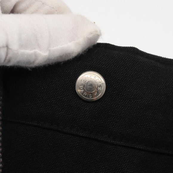 HERMES Fourre Tout GM Hand Bag Canvas Black Silver Auth BA10408