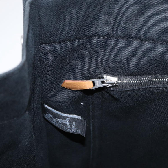 HERMES Fourre Tout GM Hand Bag Canvas Black Silver Auth BA10408