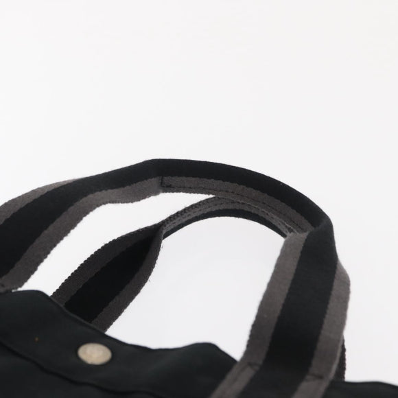 HERMES Fourre Tout GM Hand Bag Canvas Black Silver Auth BA10408