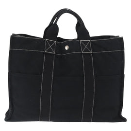 HERMES Fourre Tout MM Hand Bag Canvas Black Silver Auth BA10409 - 0