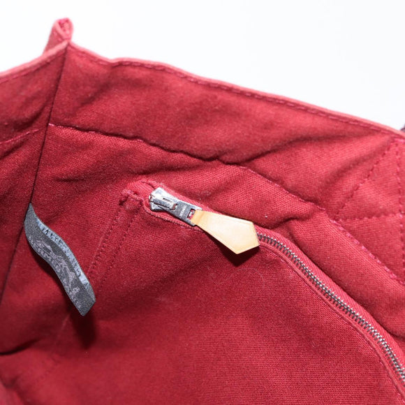 HERMES Fourre Tout MM Hand Bag Canvas Red Silver Auth BA10410