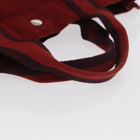 HERMES Fourre Tout MM Hand Bag Canvas Red Silver Auth BA10410