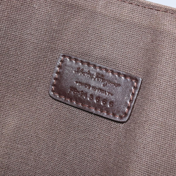 Salvatore Ferragamo Shoulder Bag Leather Brown Gold Auth BA10411