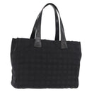 CHANEL New Travel line Tote Bag Nylon Black Gold CC Auth BA10413-1