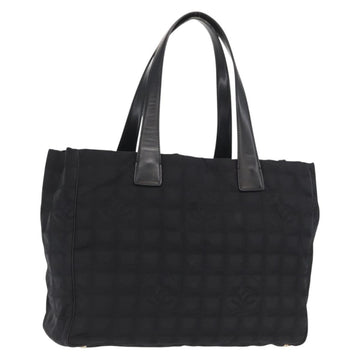 CHANEL New Travel line Tote Bag Nylon Black Gold CC Auth BA10413