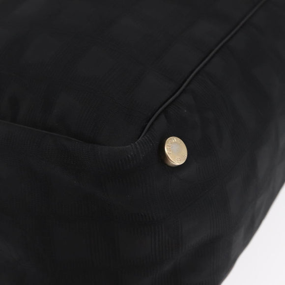 CHANEL New Travel line Tote Bag Nylon Black Gold CC Auth BA10413