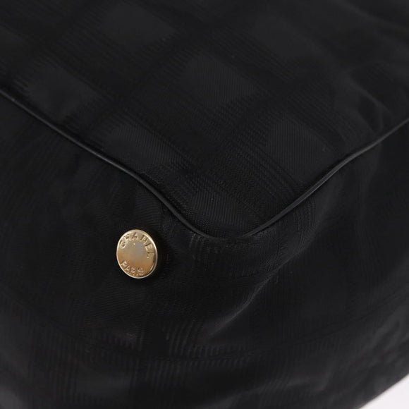 CHANEL New Travel line Tote Bag Nylon Black Gold CC Auth BA10413