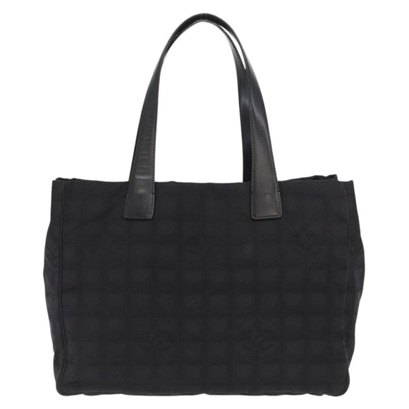 CHANEL New Travel line Tote Bag Nylon Black Gold CC Auth BA10413