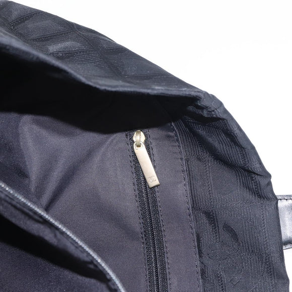 CHANEL New Travel line Tote Bag Nylon Black Gold CC Auth BA10413