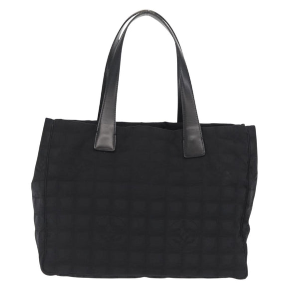 CHANEL New Travel line Tote Bag Nylon Black Gold CC Auth BA10413