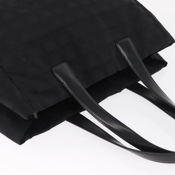 CHANEL New Travel line Tote Bag Nylon Black Gold CC Auth BA10413