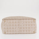 CHANEL New Travel Line Tote Bag Nylon Beige Gold CC Auth BA10414-11