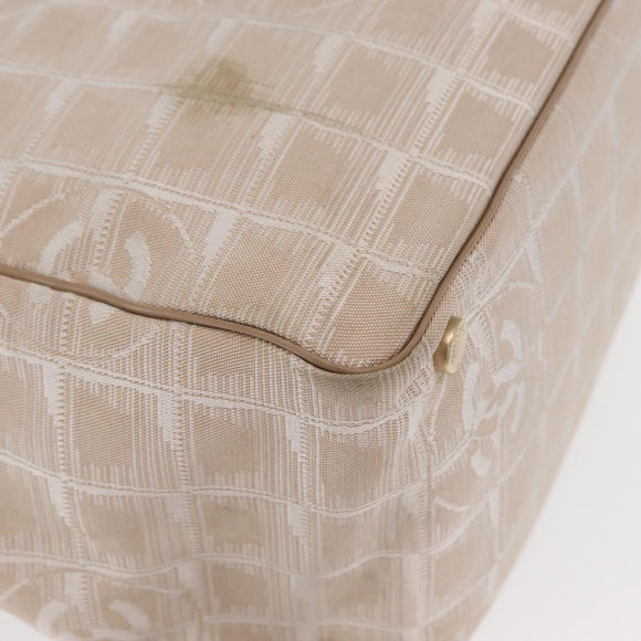 CHANEL New Travel Line Tote Bag Nylon Beige Gold CC Auth BA10414
