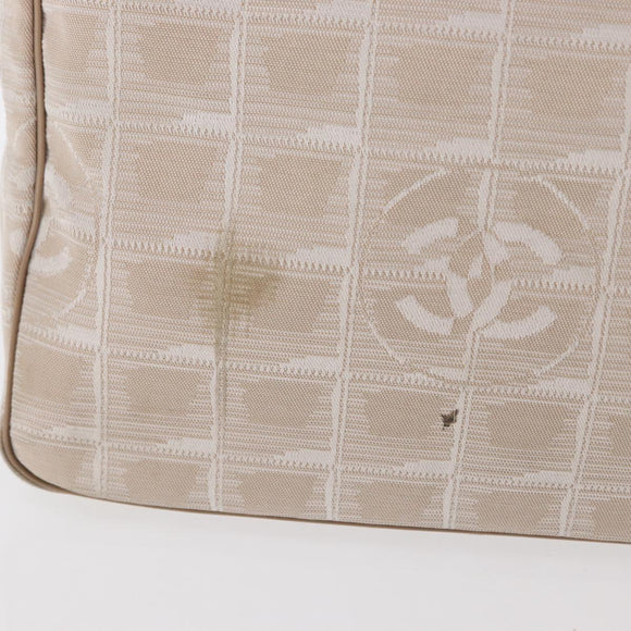 CHANEL New Travel Line Tote Bag Nylon Beige Gold CC Auth BA10414