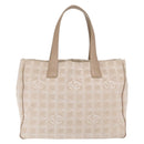 CHANEL New Travel Line Tote Bag Nylon Beige Gold CC Auth BA10414-4