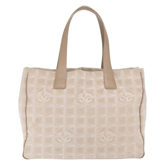 CHANEL New Travel Line Tote Bag Nylon Beige Gold CC Auth BA10414