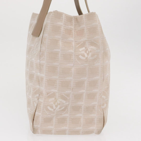 CHANEL New Travel Line Tote Bag Nylon Beige Gold CC Auth BA10414