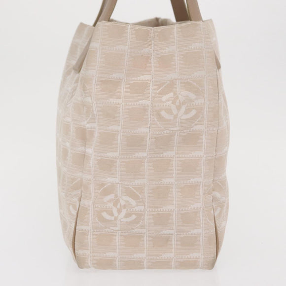 CHANEL New Travel Line Tote Bag Nylon Beige Gold CC Auth BA10414