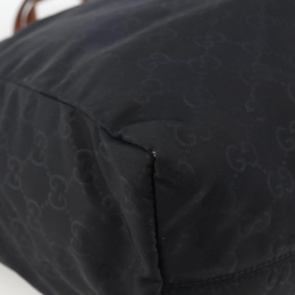 GUCCI GG Canvas Tote Bag Nylon Black Gold 282439 Auth BA10417