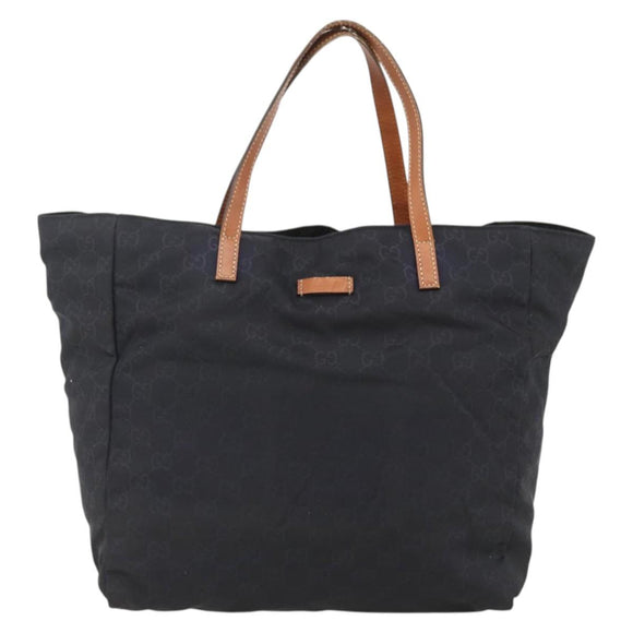 GUCCI GG Canvas Tote Bag Nylon Black Gold 282439 Auth BA10417