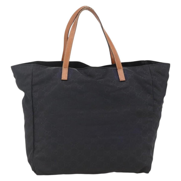 GUCCI GG Canvas Tote Bag Nylon Black Gold 282439 Auth BA10417