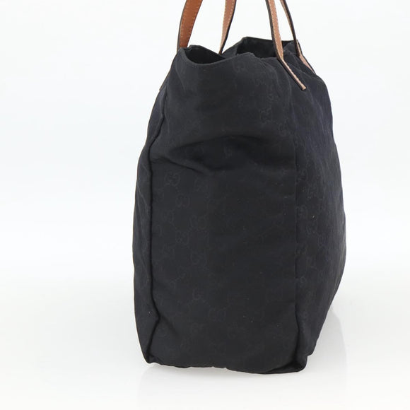 GUCCI GG Canvas Tote Bag Nylon Black Gold 282439 Auth BA10417
