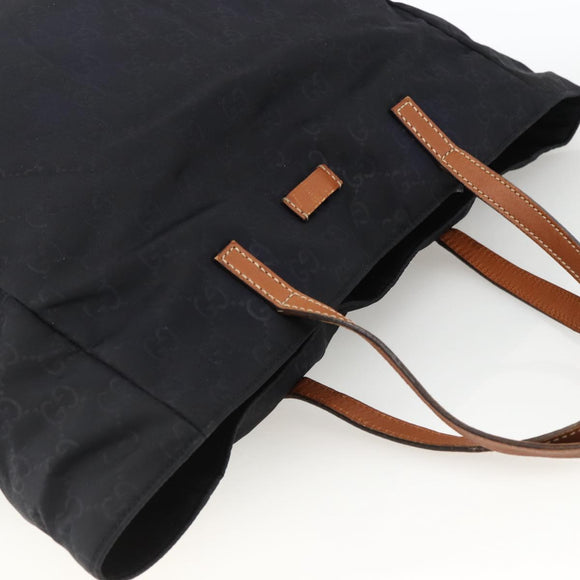 GUCCI GG Canvas Tote Bag Nylon Black Gold 282439 Auth BA10417