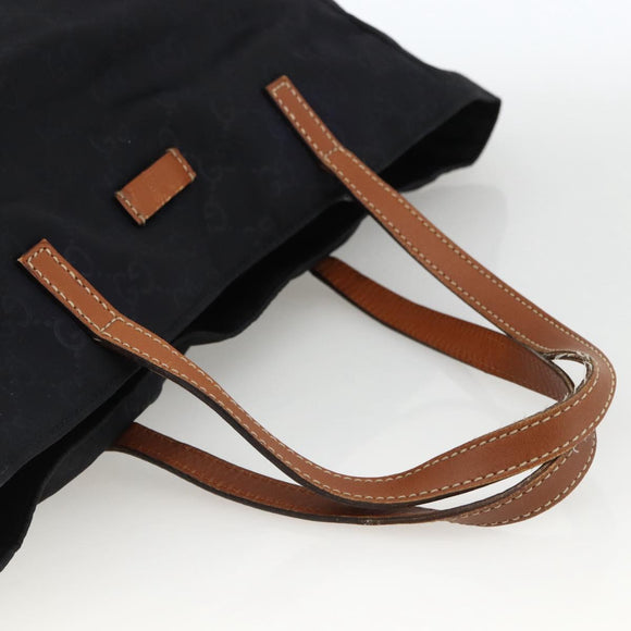 GUCCI GG Canvas Tote Bag Nylon Black Gold 282439 Auth BA10417