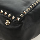 VALENTINO Tote Bag Leather 2way Black Gold Auth BA10419V-15