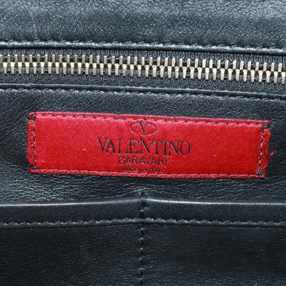 VALENTINO Tote Bag Leather 2way Black Gold Auth BA10419V