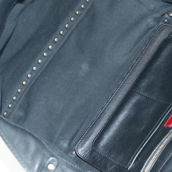 VALENTINO Tote Bag Leather 2way Black Gold Auth BA10419V