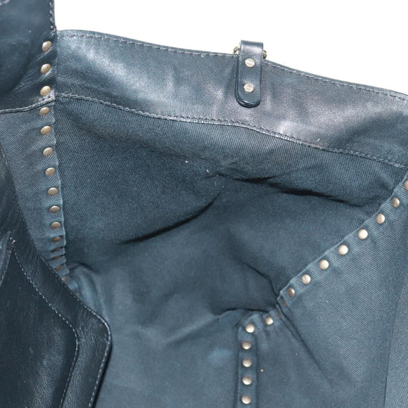 VALENTINO Tote Bag Leather 2way Black Gold Auth BA10419V