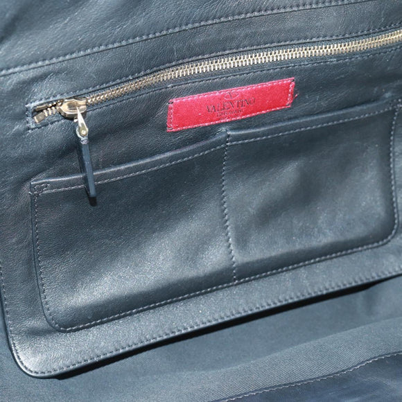 VALENTINO Tote Bag Leather 2way Black Gold Auth BA10419V