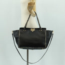 VALENTINO Tote Bag Leather 2way Black Gold Auth BA10419V-25