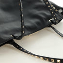 VALENTINO Tote Bag Leather 2way Black Gold Auth BA10419V-6