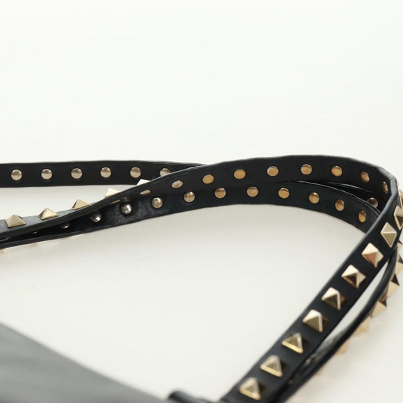 VALENTINO Tote Bag Leather 2way Black Gold Auth BA10419V