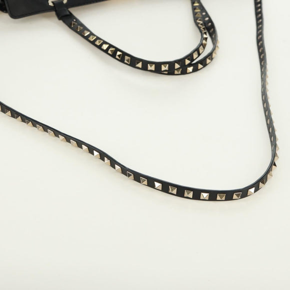 VALENTINO Tote Bag Leather 2way Black Gold Auth BA10419V