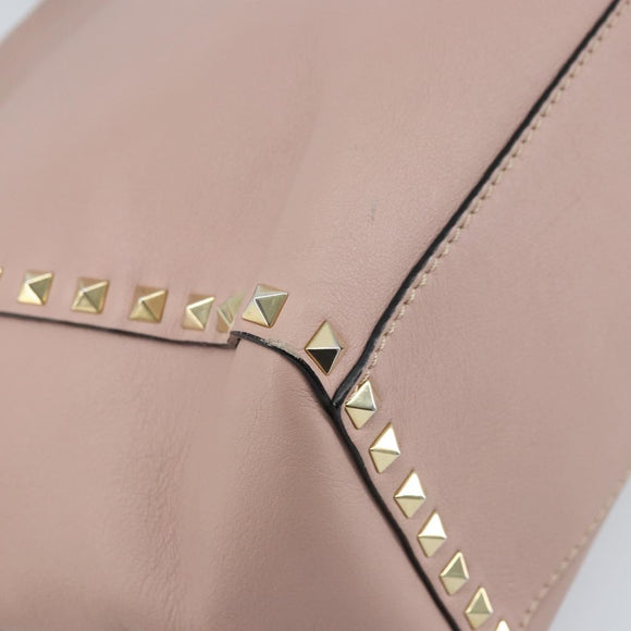 VALENTINO Tote Bag Leer 2way Roze Goud Auth BA10420