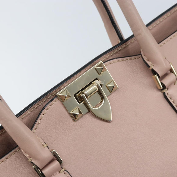 VALENTINO Tote Bag Leer 2way Roze Goud Auth BA10420