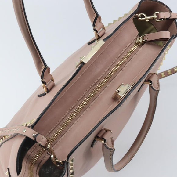 VALENTINO Tote Bag Leer 2way Roze Goud Auth BA10420