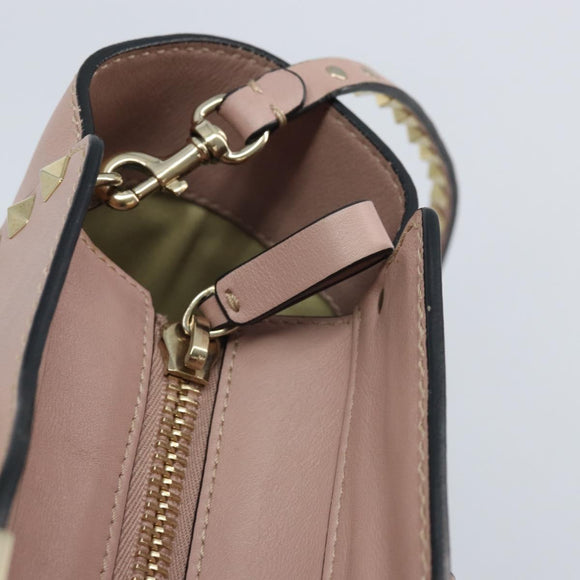 VALENTINO Tote Bag Leather 2way Pink Gold Auth BA10420