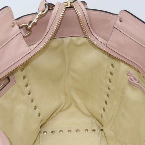 VALENTINO Tote Bag Leer 2way Roze Goud Auth BA10420