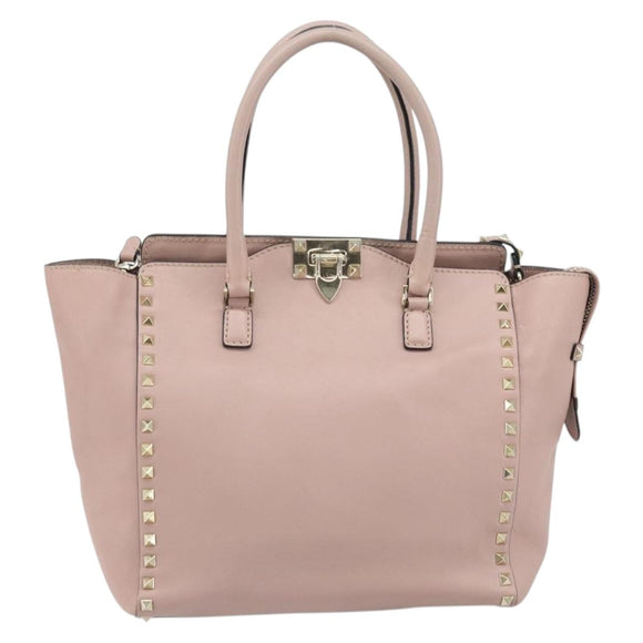 VALENTINO Tote Bag Leer 2way Roze Goud Auth BA10420