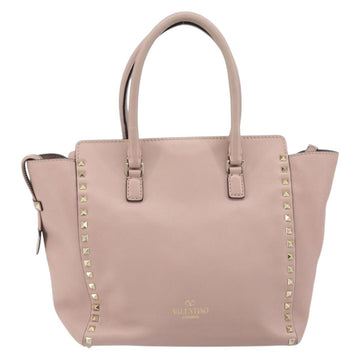 VALENTINO Tote Bag Leather 2way Pink Gold Auth BA10420 - 0