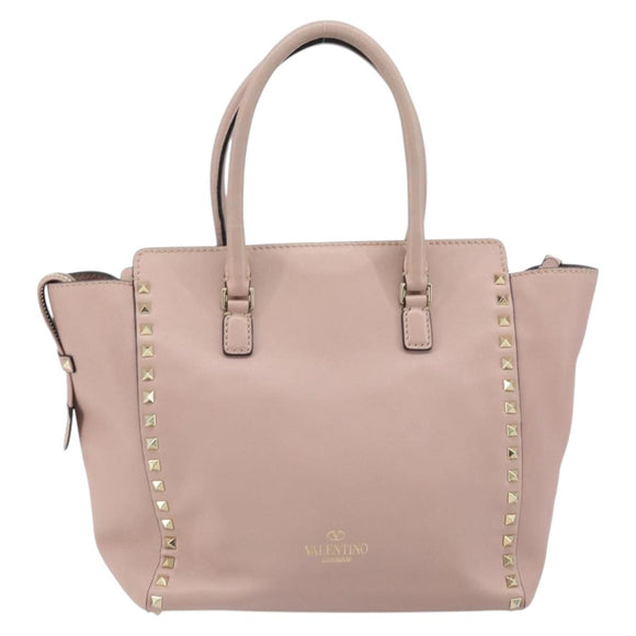 VALENTINO Tote Bag Leer 2way Roze Goud Auth BA10420
