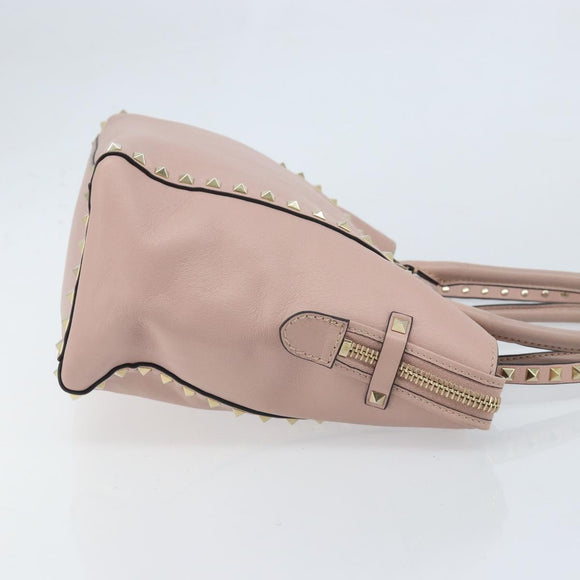 VALENTINO Tote Bag Leather 2way Pink Gold Auth BA10420